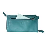 Mala Leather Double Zipped Leather Glasses Case - Holds 2 Pairs of Glasses - Teal