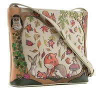 Mala Leather Foxglove Forest Collection Leather Cross Body Bag 7467_71 Cream