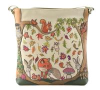 Mala Leather Foxglove Forest Leather Collection - Tall Crossbody Bag - One Size - Oatmeal - Leather