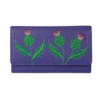 Mala Leather Hamilton Scottish Thistle Matinee Purse - Genuine Leather RFID Women’s Wallet with 9 Card Slots, ID Window, Zipped Coin Pockets & Note Sections - 18 × 10 × 2.5 cm