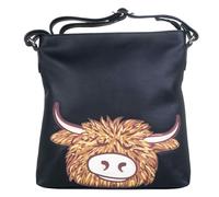 Mala Leather Highland Cow Crossbody Bag - Premium Soft Leather - Black