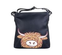 Mala Leather Highland Cow Premium Leather Crossbody Bag (Black)