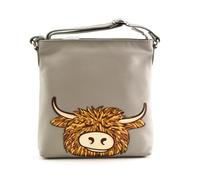 Mala Leather Highland Cow Premium Leather Crossbody Bag (Grey)