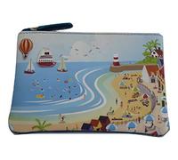 Mala Leather Holiday Seaside Coin Purse - Soft Genuine Leather Zip Top Wallet with Beach Scene Design - 12 x 8 cm
