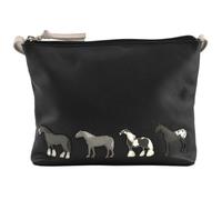 Mala Leather Horses Equestrian Applique Leather Crossbody Bag - Black