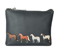 Mala Leather Horses Equestrian Applique Leather Crossbody Bag - Grey