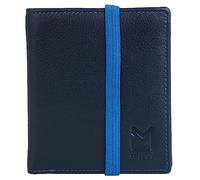 Mala Leather Hudson Compact Wallet with Coin Pocket and Elastic Strap - 1035-66 (Black/Blue)