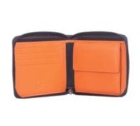 Mala Leather Hudson Zip Around Wallet - RFID Protected Soft Leather Wallet for Men - Coin Pocket, Note Section, 4 Card Slots - Funky Inner Colours, Gift Boxed - 11.5 x 10 x 2 cm (Black/Orange)