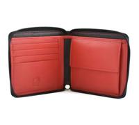 Mala Leather Hudson Zip Around Wallet - RFID Protected Soft Leather Wallet for Men - Coin Pocket, Note Section, 4 Card Slots - Funky Inner Colours, Gift Boxed - 11.5 x 10 x 2 cm (Black/Red)