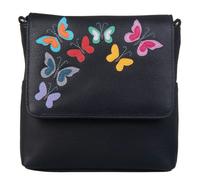 Mala Leather Juno Butterflies Leather Compact Crossbody Bag - Black