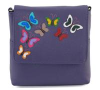 Mala Leather Juno Butterflies Leather Compact Crossbody Bag - Purple