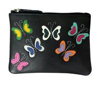 Mala Leather Juno Butterfly Leather RFID Coin Purse - Black