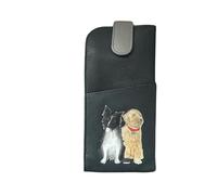 Mala Leather Kennel Crew Glasses Case - Soft Leather Dog Design with Slip Pockets - 16 x 8 x 3 cm