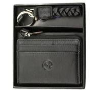 Mala Leather Ladies Gift Set - Genuine Leather Coin Purse with 4 Card Slots & Matching Keyring in Gift Box - Elegant Gift for Her - Black, Blue, Grey, Pink or Purple - 13 × 11 × 2.5 cm (Black)