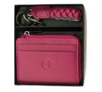 Mala Leather Ladies Leather Boxed Giftset - Purse & Keyring - Pink