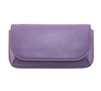 Mala Leather Large Structured Glasses Case - Leather, Magnetic Closure, Soft Lining - 17×9×3 cm (Purple)