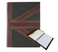 Mala leather Leather Union Jack A5 Notebook Cover in Vintage Style - Free Notebook in Brown Mala leather Brown