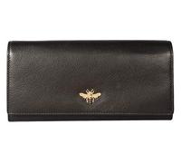 Mala Leather Mason Matinee Purse with RFID Protection - Soft Black Leather Wallet with Red Trim & Bumble Bee Detail - 19 x 10 x 3.5 cm
