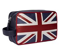 Navy Union Jack Leather Toiletry Washbag Mala leather Navy Large