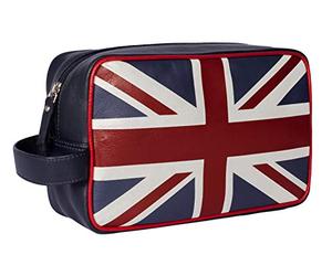 Mala Leather Mens/Boys Toiletry Soft Leather Washbag Union Jack Navy