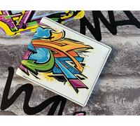 Mala leather Men's Graffiti Leather RFID Wallet - 8 Card Slots & 2 Note Sections in White Mala leather White One Size