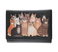 Mala Leather Meowfia Cats Leather Tri-Fold Purse - Dark Grey