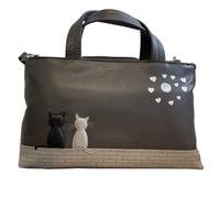 Mala Leather Midnight Black and Grey Cats Bag with adjustable shoulder/crossbody strap (Grey)