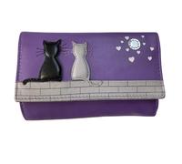 Mala Leather Midnight Black & Grey Cat RFID Trifold PURSE 3535 35 midnight