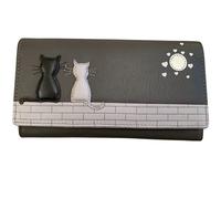 Mala Leather Midnight Cats' Black & Grey Cat Matinee Purse 3536 (Grey)