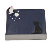 Mala Leather Midnight Collection Black Cat Leather Coin Purse - Navy Blue