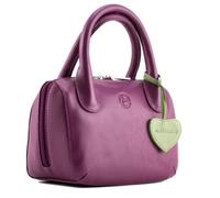Mala Leather Mini Grab Bag with Heart Detail - Genuine Soft Leather - Berry