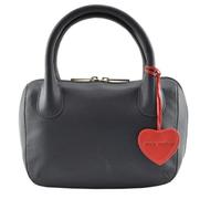 Mala Leather Mini Grab Bag with Heart Detail - Genuine Soft Leather Handbag with Zip Closure, Internal Pocket & Dust Bag - Black or Purple - 20 x 15 x 10 cm (Navy)