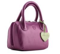 Mala Leather Mini Grab Bag with Heart Detail - Genuine Soft Leather Handbag with Zip Closure, Internal Pocket & Dust Bag - Black or Purple - 20 x 15 x 10 cm (Berry)