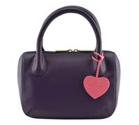 Mala Leather Mini Grab Bag with Heart Detail - Genuine Soft Leather - Purple