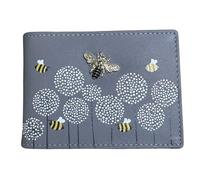 Mala Leather Moonflower Bee Card/ID Holder (Grey)