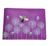 Mala Leather Moonflower Bee Card/ID Holder (Pink)