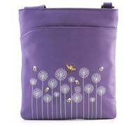 Mala Leather Moonflower Bee & Floral Leather Crossbody Bag - Purple