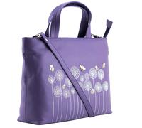 Mala Leather Moonflower Bee & Flowers Multiway Leather Grab Bag - Purple