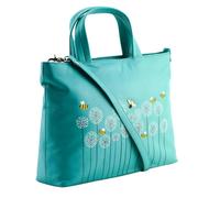 Mala Leather Moonflower Bee & Flowers Multiway Leather Grab Bag - Turquoise
