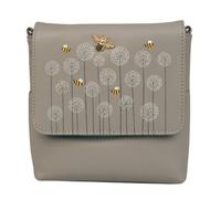 Mala Leather Moonflower Bee Small Crossbody Soft Leather Bag - Grey