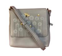 Mala Leather Moonflower Bee Small Crossbody Soft Leather Bag (Grey)