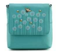 Mala Leather Moonflower Bee Small Crossbody Soft Leather Bag - Turquoise