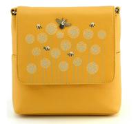 Mala Leather Moonflower Bee Small Crossbody Soft Leather Bag - Yellow