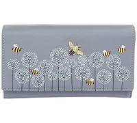 Mala Leather Moonflower Collection Leather Flap Over Purse RFID Blocking 3553_56 Grey