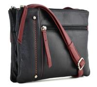Mala Leather Orta Classic Leather Two Tone Double Pocket Cross Body Bag - Black