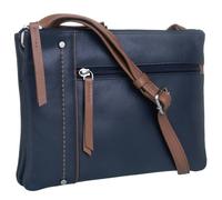Mala Leather Orta Classic Leather Two Tone Double Pocket Cross Body Bag - Navy