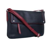 Mala Leather Orta Two Tone Slim Crossbody with Flap - Black