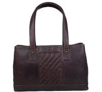 Mala Leather Oxford Double Pocket Brown Leather Shoulder Bag - Brown