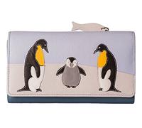 Mala Leather Penguin Trifold Purse - Premium Leather RFID Wallet for Women - Blue Multi - 15 Card Slots, Gift Dustbag - 17 x 9.5 x 2.5 cm
