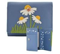 Mala Leather Peony Summer Garden & Ladybird Trifold Purse - Blue
